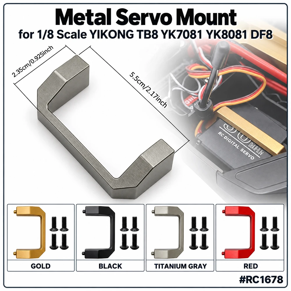 #RC1678 PYFORE Metal Servo Mount for 1/8 Scale YIKONG TB8 YK7081 YK8081 DF8 Upgrade Parts