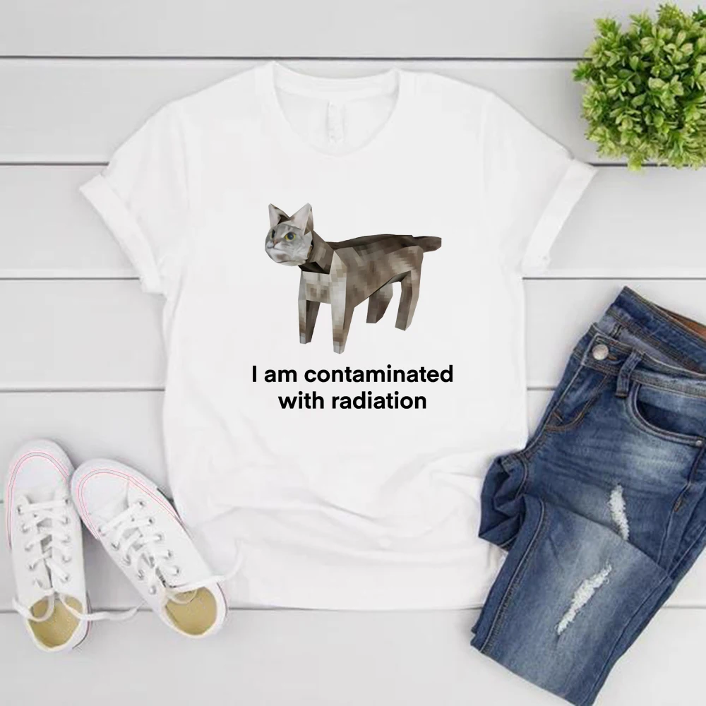 

I Am Contaminated Funny Cat Meme T Shirt Ironic Shirt Unisex Short Sleeve Graphic Tees Oddly Specific Clothing Cat Lover Gift