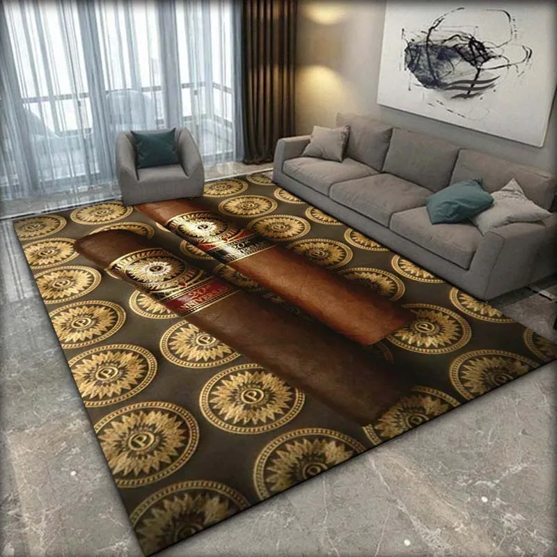 Tobacco Cigar Smoke Series Drink Area Rug,Carpet Rug for Living Room Bedroom Sofa Doormat Decoration,Kid Play Non-slip Floor Mat