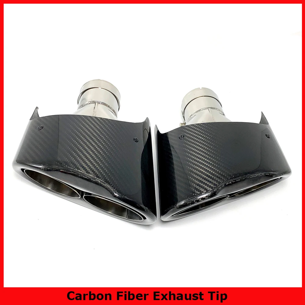 1 Pair Carbon Fiber Exhaust Tip For Audi RS3 RS4 RS5 RS6 RS7 A3 A4 A5 A6 A7 Muffler Tip Exhaust System S4 S5 S6 S7 Exhaust Pipe