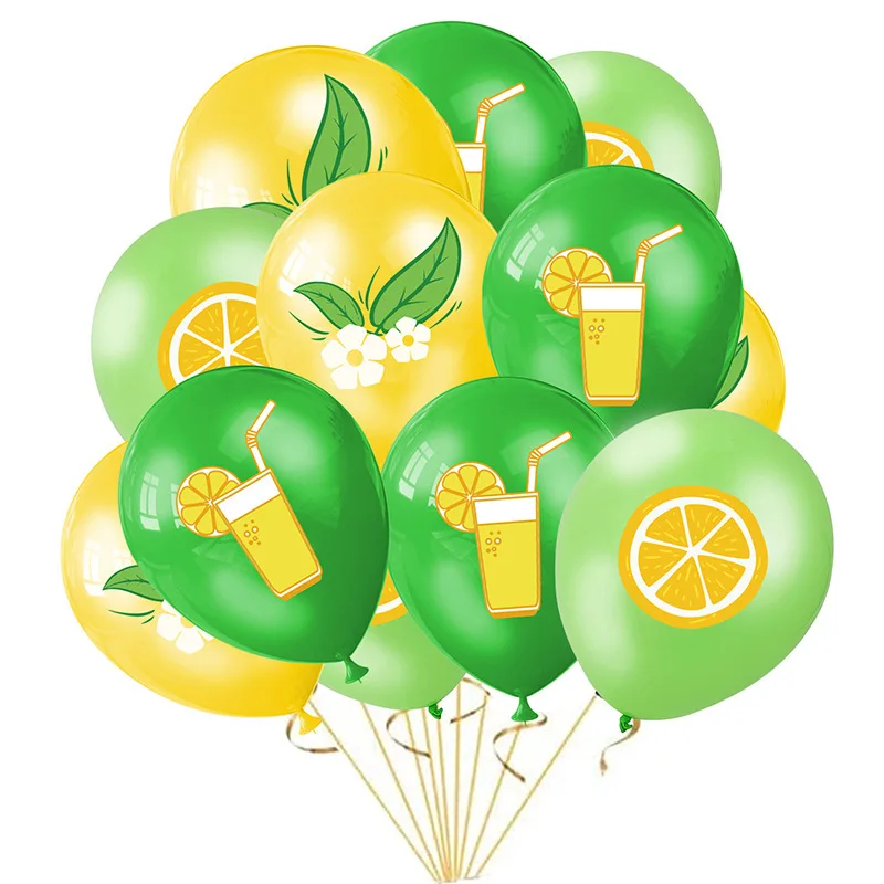 Lemon Fruit Theme Party Decoration, Birthday Party Decoration,Lemon Juice,Lemon Balloon Set, 12in, 12PCs