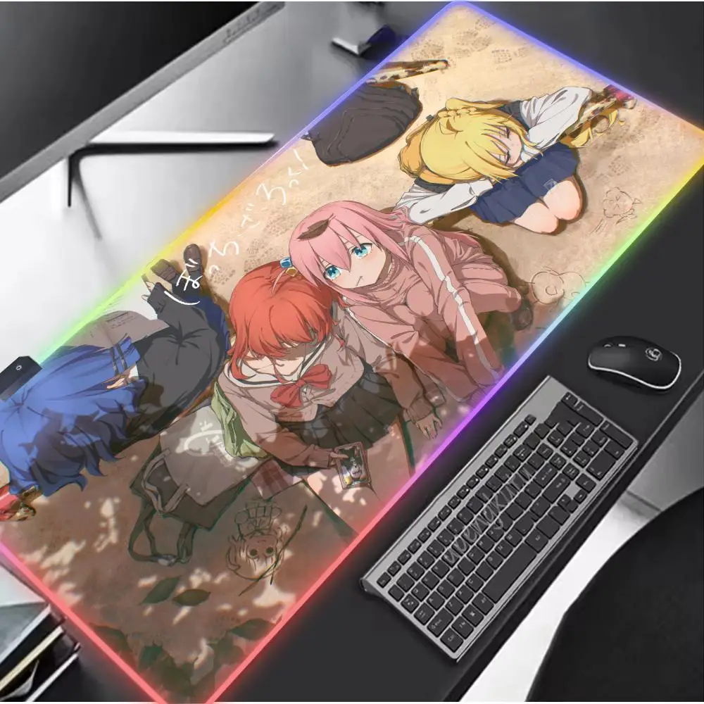 Keren Anime Gadis Kawaii Besar Mouse Pad RGB XXL Laptop Mat Gaming Mousepad Backlit Keyboard Gamer Gadis Meja Bantalan Deskmat
