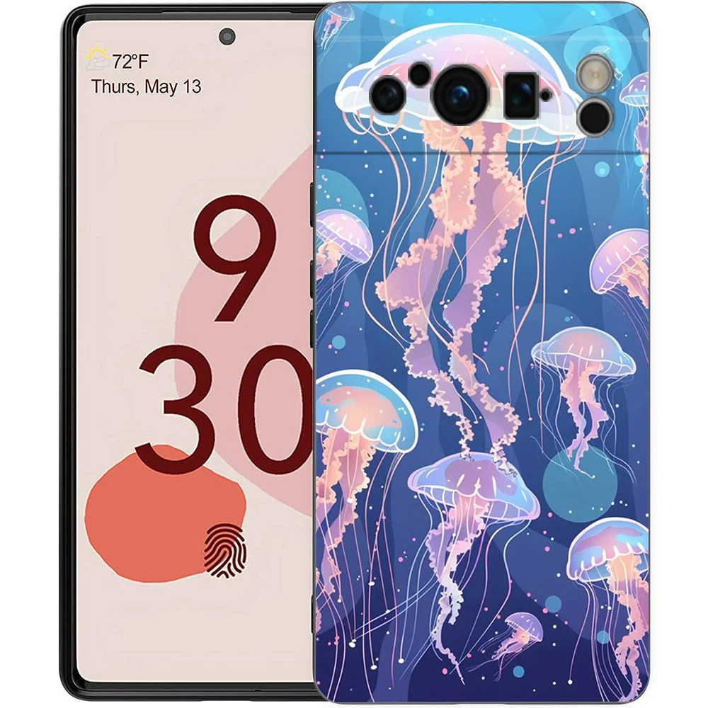 حافظة لهاتف جوجل بيكسل 10 برو بيكسل 9 برو XL حافظة من البولي يوريثان بكسل 8 برو 9A 8A 7A 7 6A 6 Pro غطاء دولفين الحوت يقترن زوجين