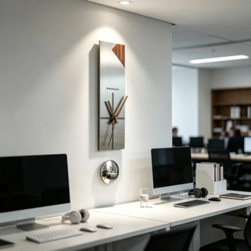 Bauhaus Stainless Steel Silent Wall Clock with Pendulum Minimalist Wall Watch Luxury Decor Clock for Living Room Home Ornament