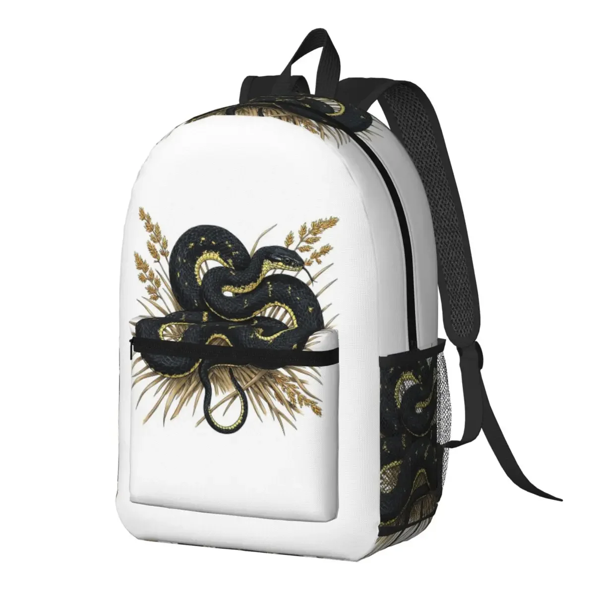 Golden Python Snake In Grass Backpack Daypack Large Capacity Children BookBag School Bag Shoulder Bags for Men Women