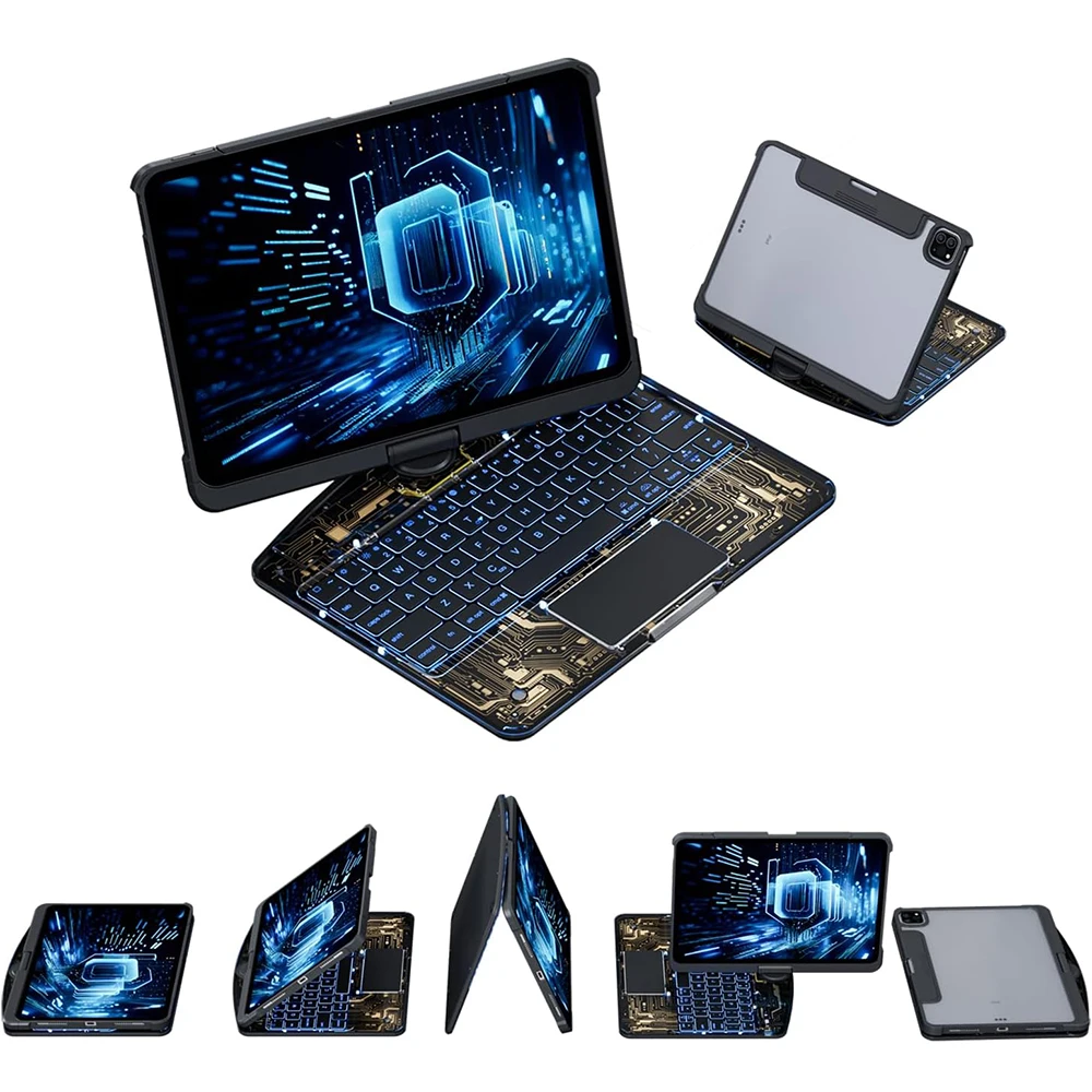 

Touchpad Keyboard Case for iPad 11/13 Inch All In One Trackpad Magic Keyboard Ipad Air 6 Pro M4 Drop Proof 360° Rotation