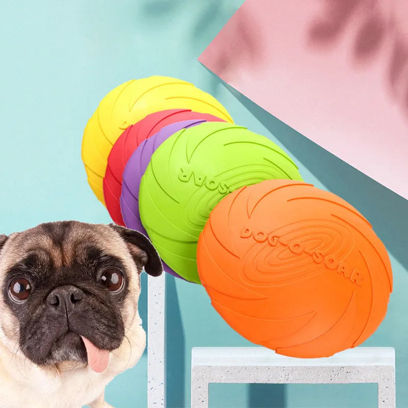 Interaktive Silikon-Flugscheiben Hundespielzeug Haustier-Trainingsspiel für Welpen 15/18/22cm Größenoptionen Verfügbar Welpen-Haustierzubehör