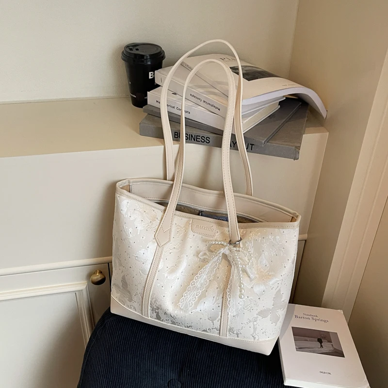 

Pu Large Capacity Fashion Tote Bags Solid Color Versatile 2025 Fashion Bags for Women High Quality Commute Casual Shoulder Bags