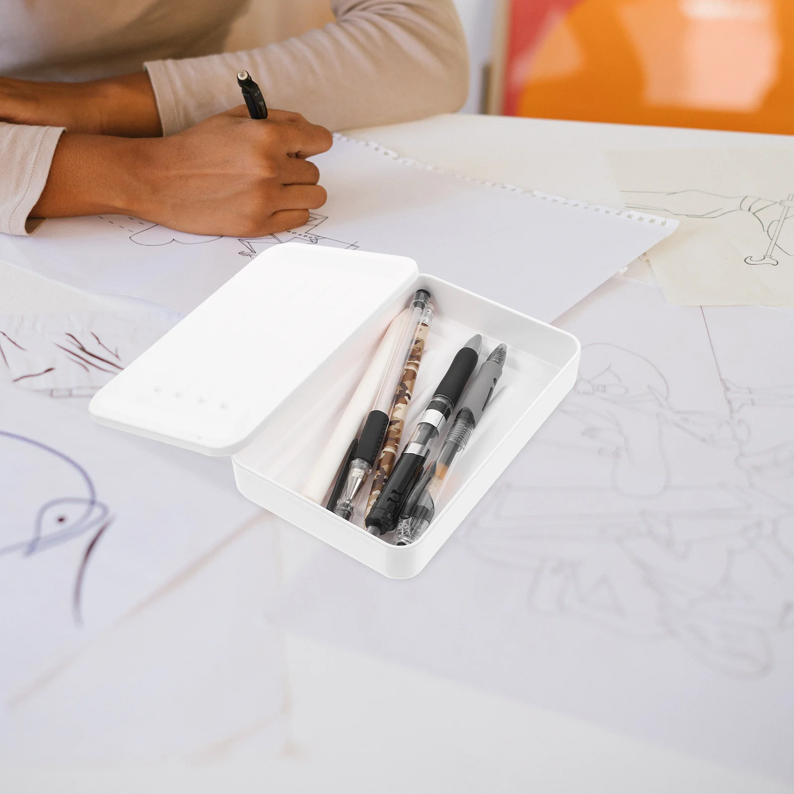 Scatola per matite multifunzione di grande capacità, custodia per penne in plastica durevole, organizer per forniture per ufficio scolastico