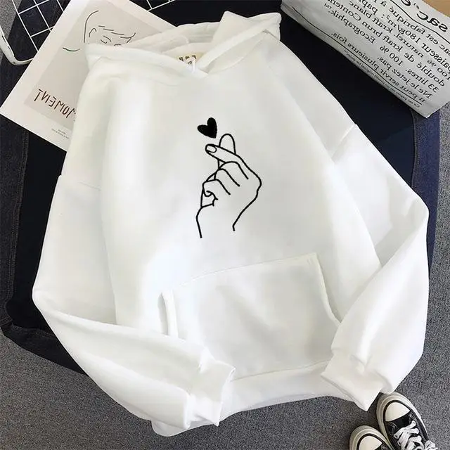 스위트 하트 프린트 후디 2025 여성용 플리스 안감 커플 스웨트셔츠 루즈핏 긴팔 중국 스트리트웨어