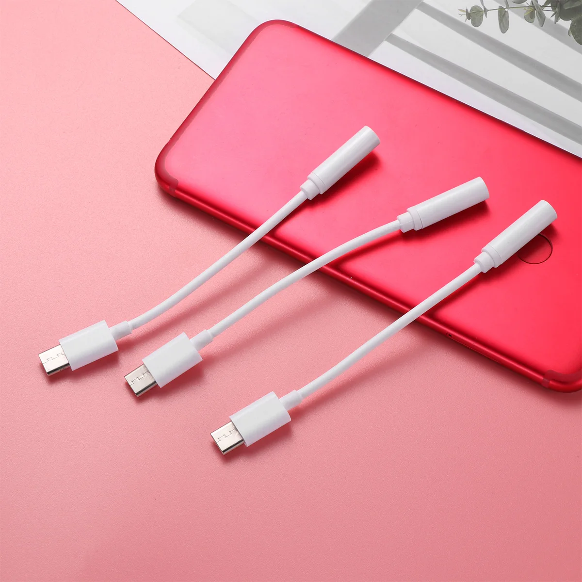 

3 Pcs Type-C to 3.5mm Headphone Jack Adapter USB- Converter for Mobile Phone Tablet PC Durable Maintains Sound Quality