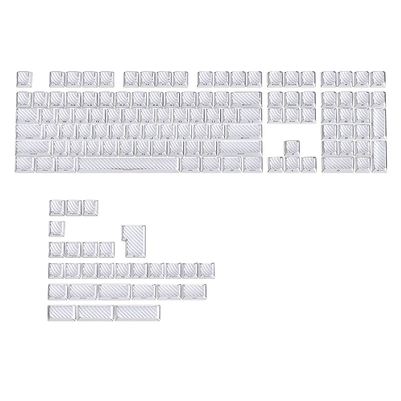 KUXM keycaps Crystal White OEM Side-Engraved 136-Key PC Transparent Magnetic Axis Keyboard