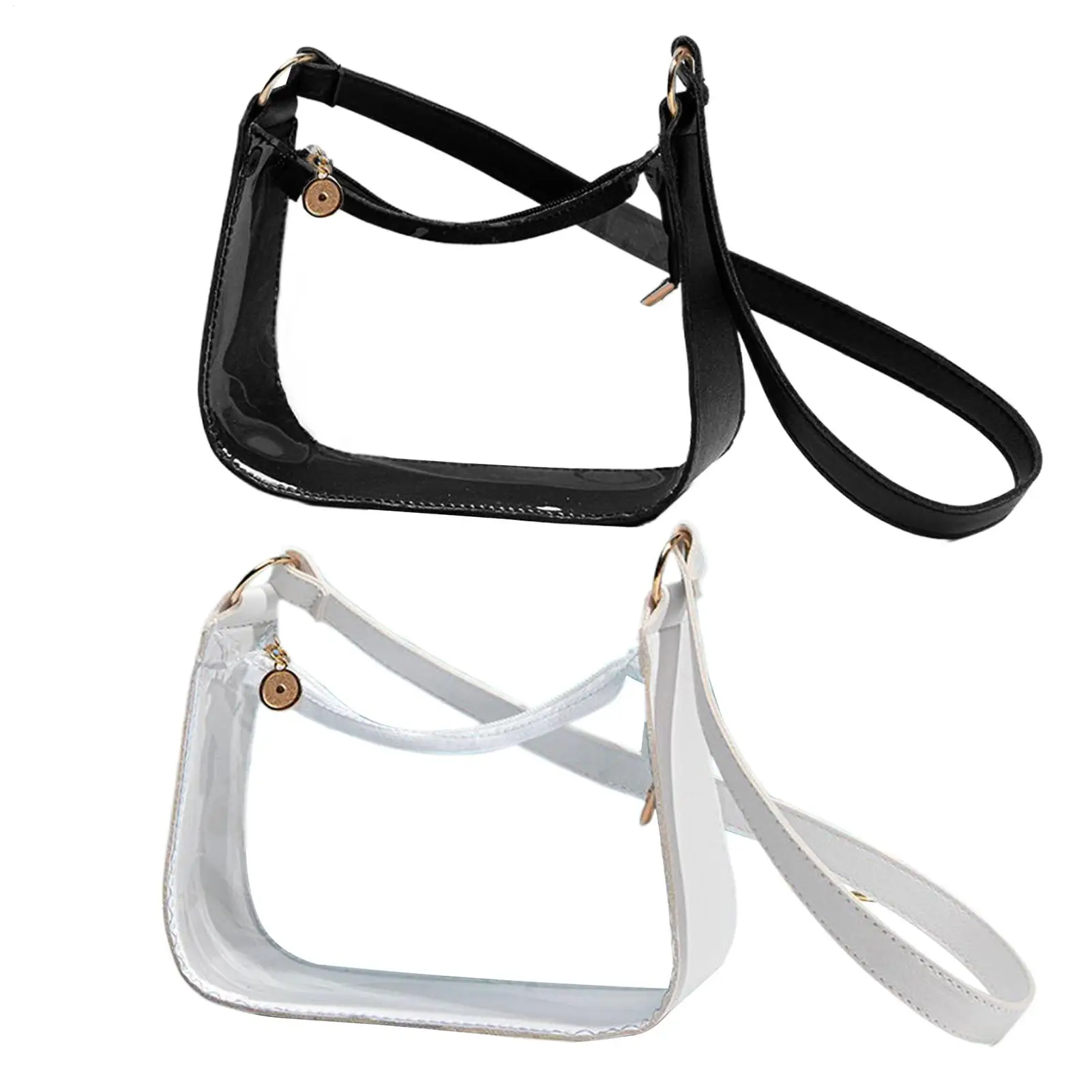 PVC Small Zipper Underarm Purses Mini Waterproof Transparent Shoulder Bag Handbag for Women Girls Candy Color Clear Jelly Bag