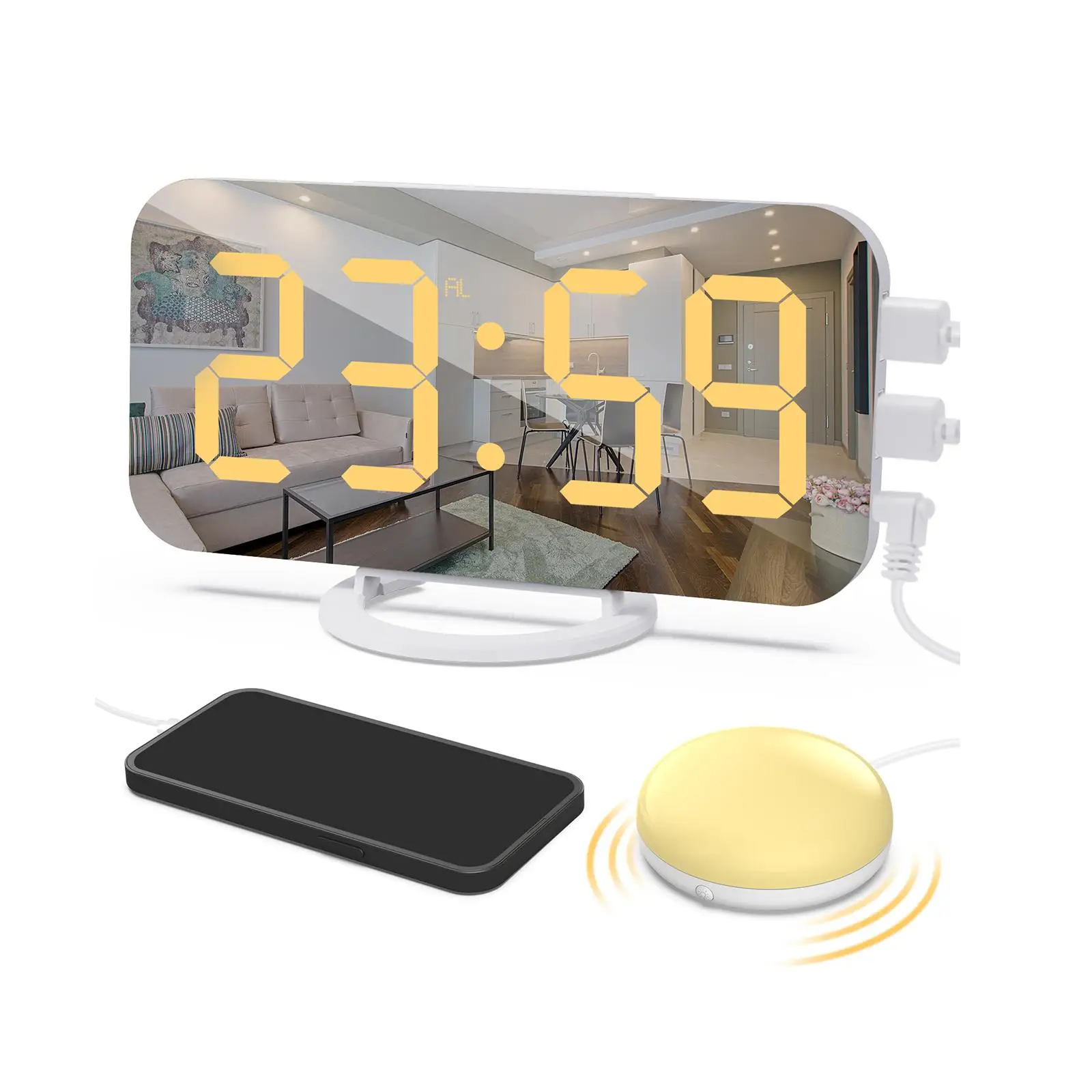 Loud Vibrating Alarm Clock for Heavy Sleeper Desk Clocks for Beside Office