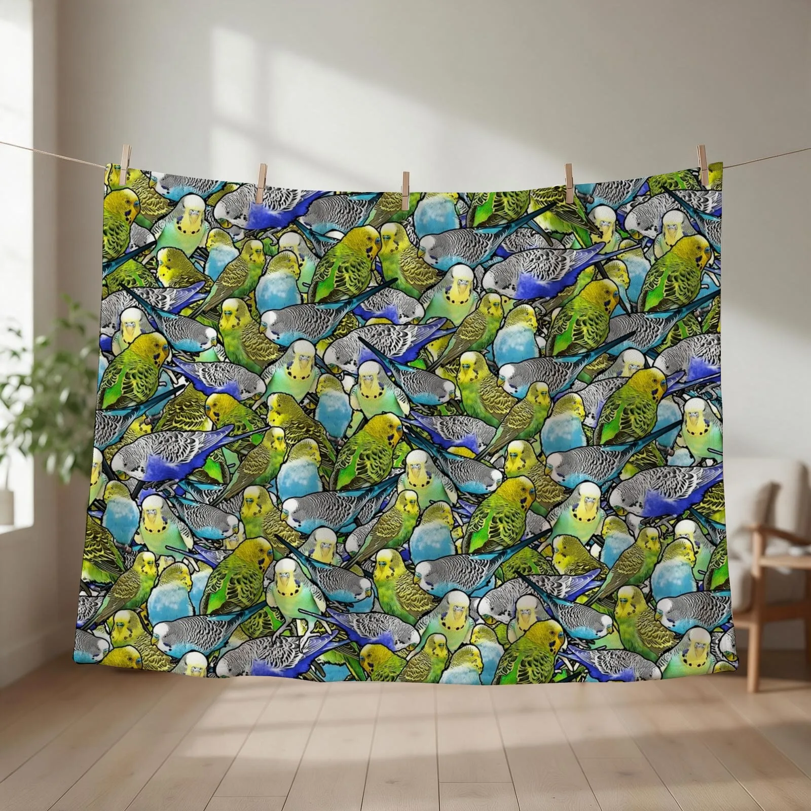 Multicoloured Colorful Budgie Pattern Throw Blanket Baby Stuffeds Bed Decorative Beds Blankets