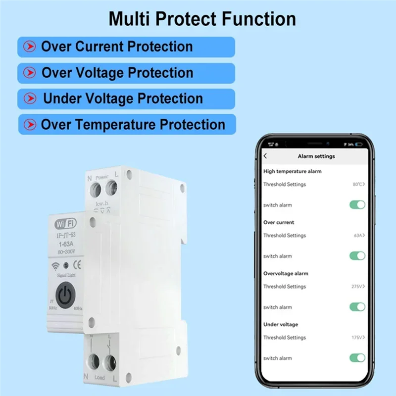 Tuya Smart Circuit Breaker With Reclosing Timer Energy Meter KWH Monitor Overload Protect For Alexa-Y41A