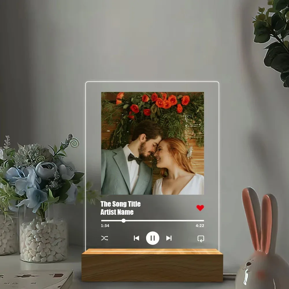 

Custom Personal Photo Acrylic Board Personalized Spotify Music Codes Plaque LED Light Jewelry Set Wedding Party Birthday Gift