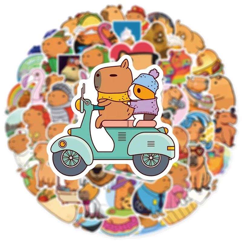 10/30/50PCs cute capybara cartoon stickers funny animals graffiti decals DIY phone case skateboard notebook sticker for kids toy