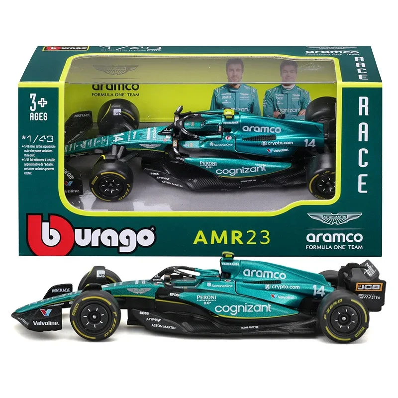 Bburago 2024 1:43 Aston Martin Amr23 F1 Car # 14 # 18 Racing Edition Diecast Model Alloy Luxury Vehicle 4/5000 Car Model Gift