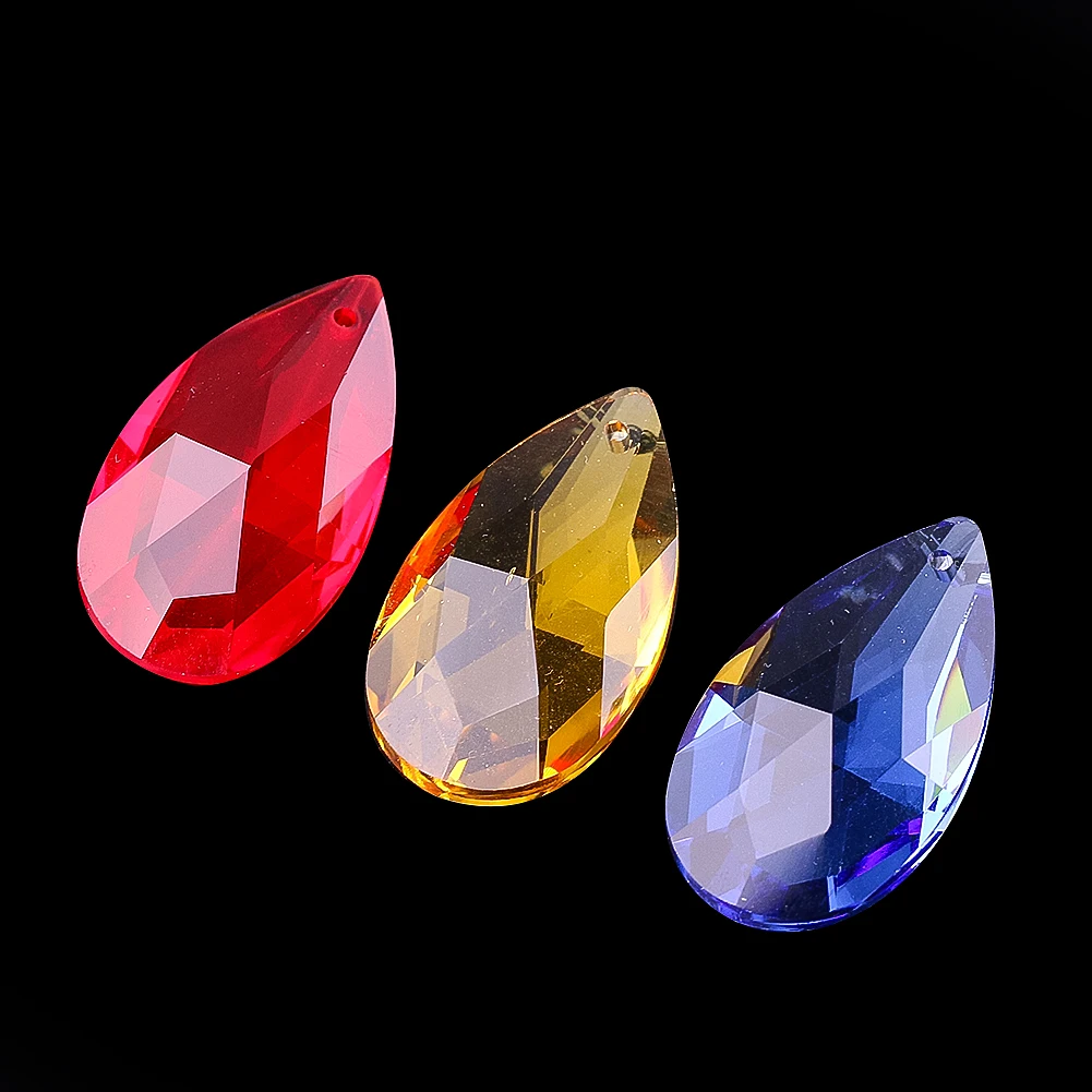 38mm Stained Angel Tears Glass Prism Faceted Suncatcher Colorful Chandelier Parts Replacement Wedding Decor Accessories