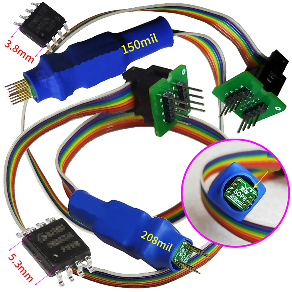 

SOIC8 SOP8 Test Clip Probe Line 1.27mm Spacing for EEPROM 93CXX/25CXX/24CXX Circuit Programming on USB Programmer RT809F CH341A