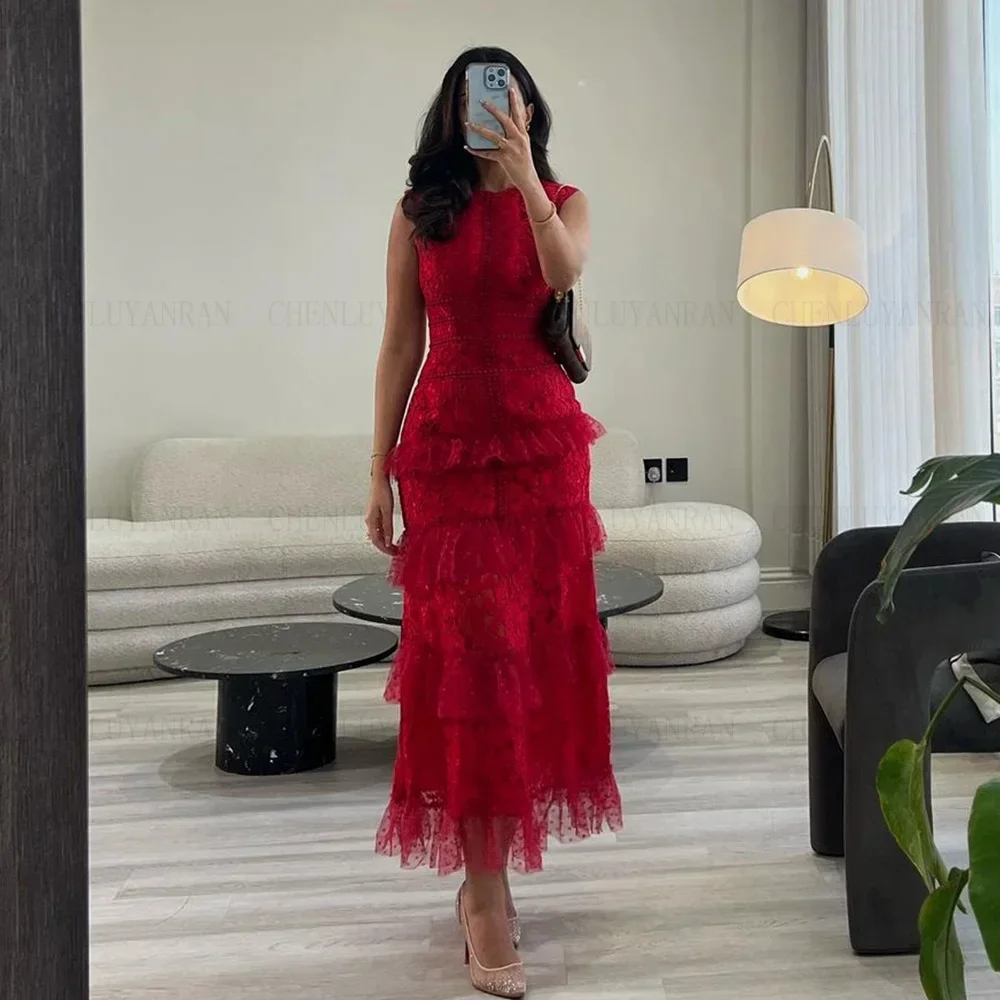 Oisslec Spaghetti strap Off-the-shoulder A-line Evening Dresses Open back Chiffon Anke length Prom Dresses Simple Fashion فساتين