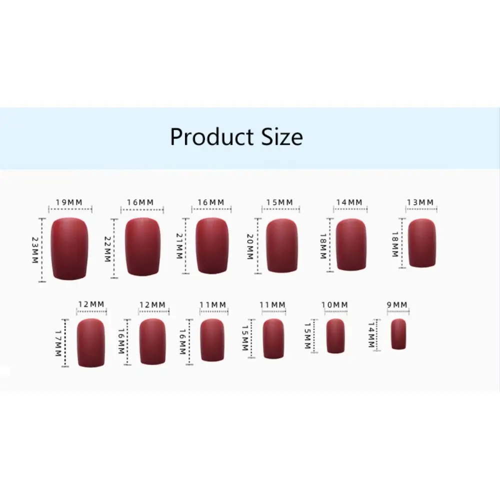 24Pcs New Detachable Solid Color Fake Nails Wearable Matte Medium Long False Nails Full Cover Manicure Press-on Nails Women