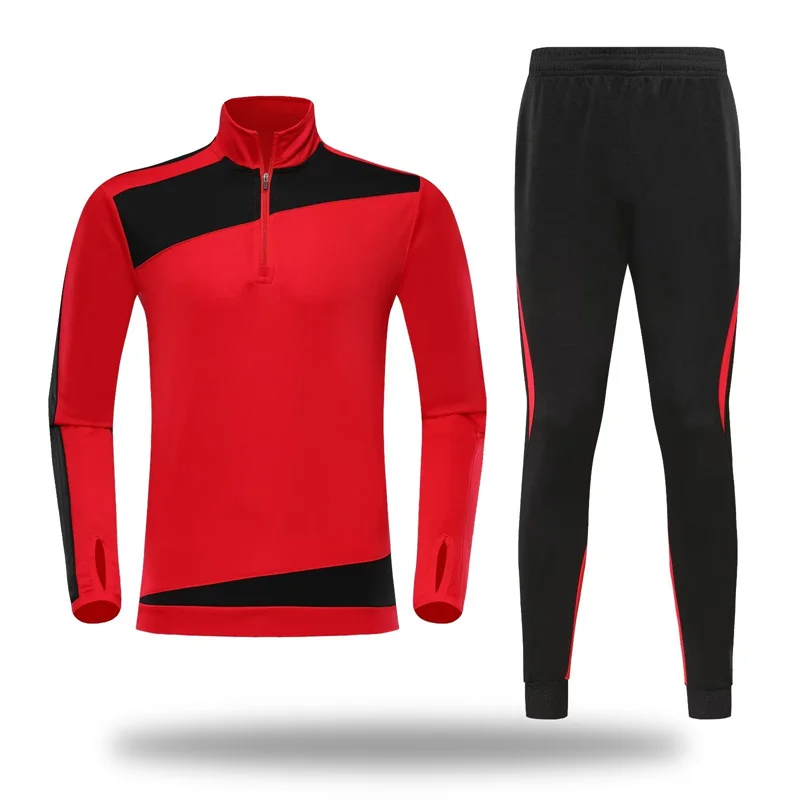 Casual sports Long sleeve football training suit Long sleeve T-shirt half zip pants jersey combination support print number 24