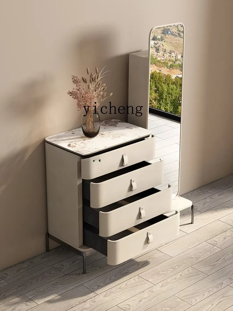 c9.22-Rotating Dressing Mirror Multi-Functional Full-Length Mirror Storage Cabinet Shelf with Cabinet