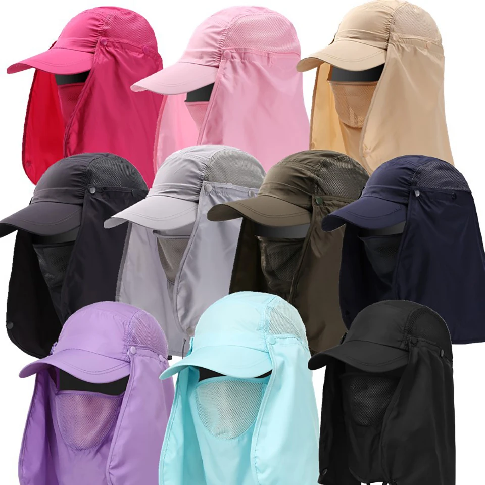 LOOGDEEL Breathable Quick-drying Sun Protection Hat Outdoor Sports Cycling Travelling For Men Women Fishing Cap Detachable Mask