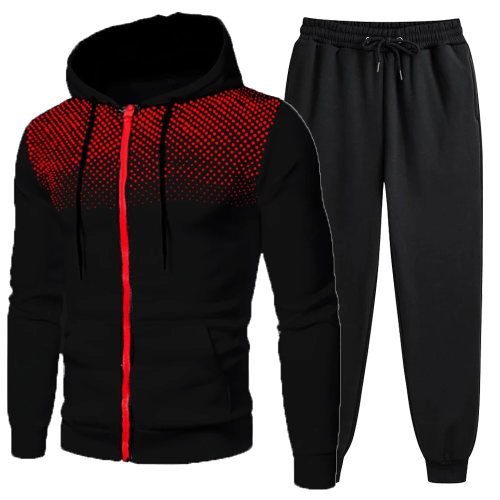 

Men Hooded Tracksuit Casual Hot Sale Single Piece Sports Zipper Sweatshirts and Sweatpants Comfort Outdoor Jogging Sport Daily