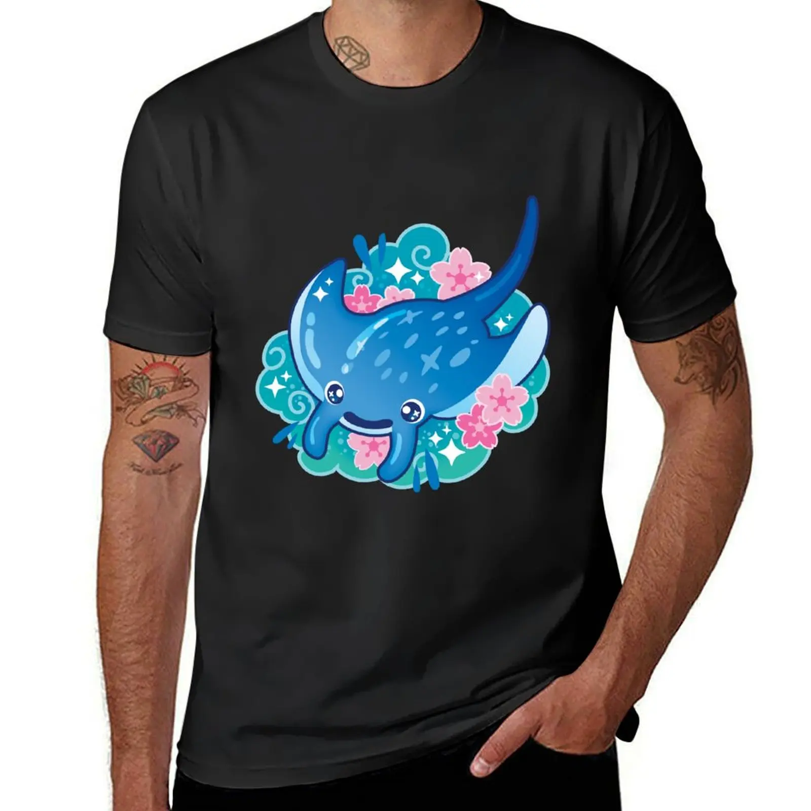 Cute Manta Ray T-Shirt anime Aesthetic clothing kawaii clothes for a boy Men's t-shirts