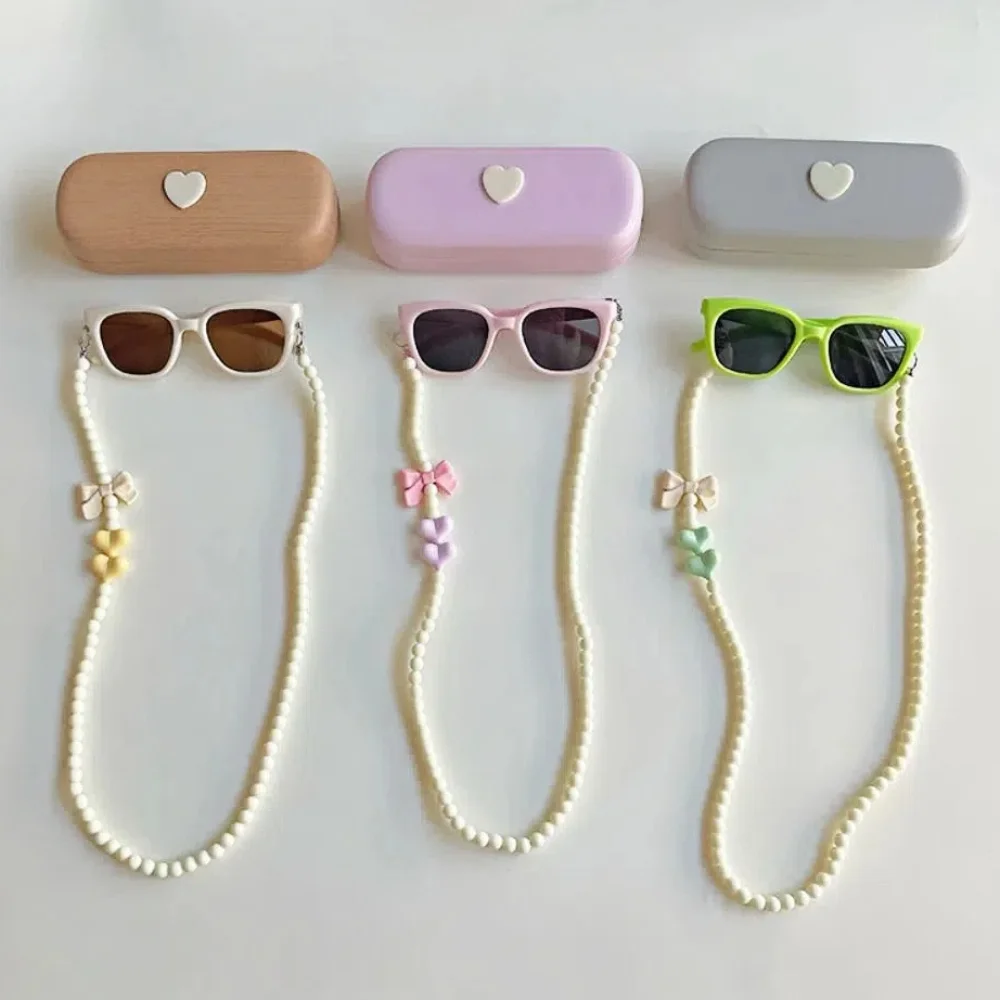 

Sweet Kids Sunglasses Bows Necklace with Storage Box Children Sunglasses Set Anti-UV Lightweight Holiday Sunglasses Outdoor