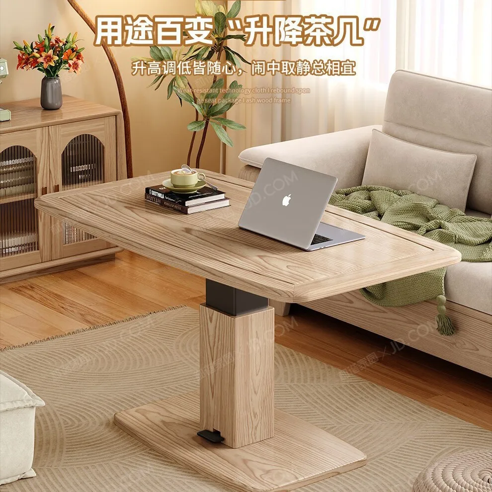 カスタマイズ可能な無垢材のコーヒーテーブルリフティングダイニングテーブルホームスレートデスクモダンでシンプルなリビングルーム
