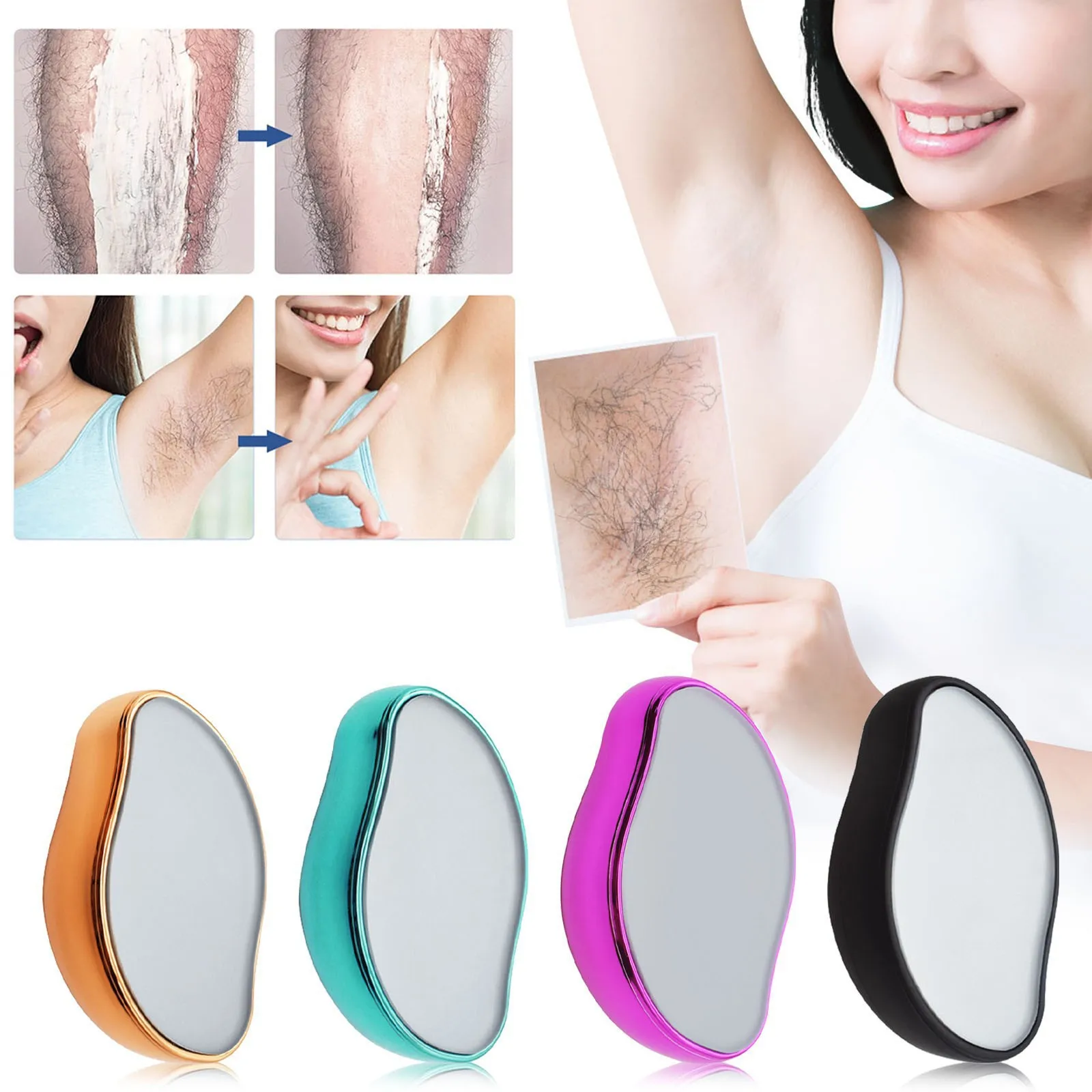 Crystal Physical Hair Removal Eraser Glass Hair Remover Painless Epilator Easy Cleaning Reusable Body Care Depilation Tool