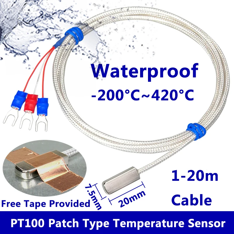 

Stainless Steel PT100 Pasted Type Surface End RTD Temperature Sensor with 1/2/3/5m Waterproof High Precision 3 Wire Cable