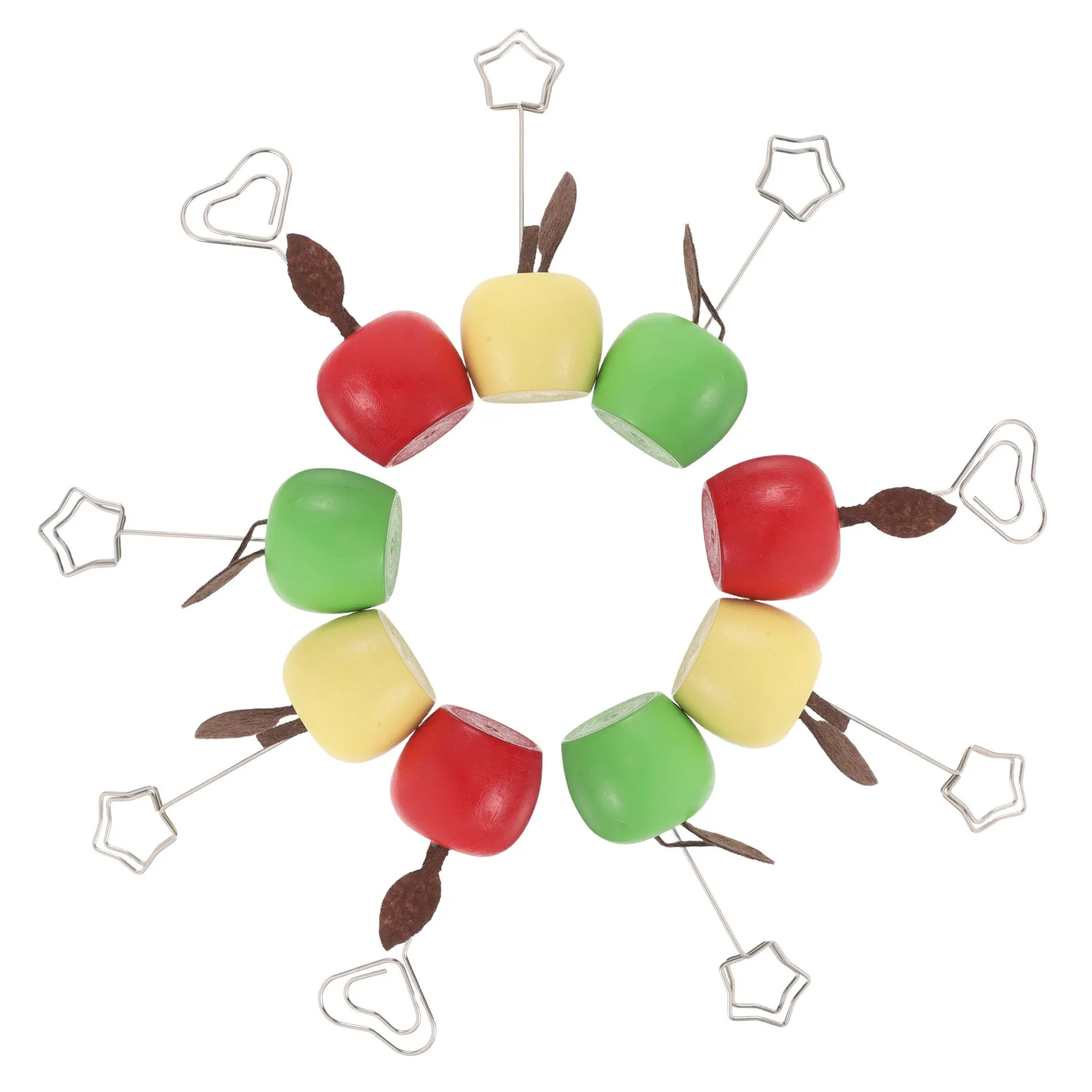 9Pcs Fruit Shape Wooden Memo Clip Holder Candy Color Table Note Card Display Stand for Office Desk Note Clip Fruit Stationery