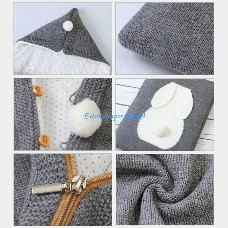 090b bebê com capuz zíper carrinho footmuff saco dormir envelopes malha outono inverno saco dormir infantil swaddle