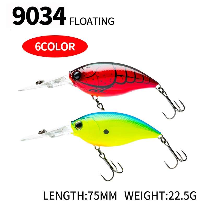 1 stücke 75mm 22,5g Tiefe Tauchen Crankbait für Angeln Trolling Wobbler Seebarsch Karpfen Angelgerät Isca Pesca harten Köder Kurbel 9034