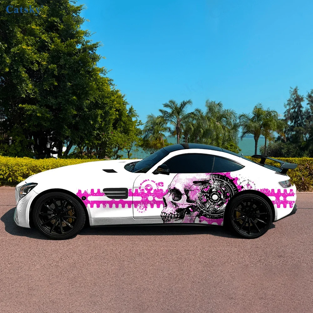 Wheel Spray Splashing Sawtooth Skull Decal Car Sticker for Car Truck Automotive Durable, Fade-Resistant, Easy to and Remove - En