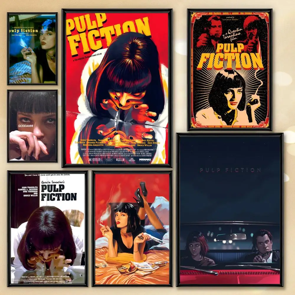 Film Sticky Pulp Fiction Poster HD PVC wasserdichte Wandkunst – selbstklebend wiederverwendbar für Home Office Bar