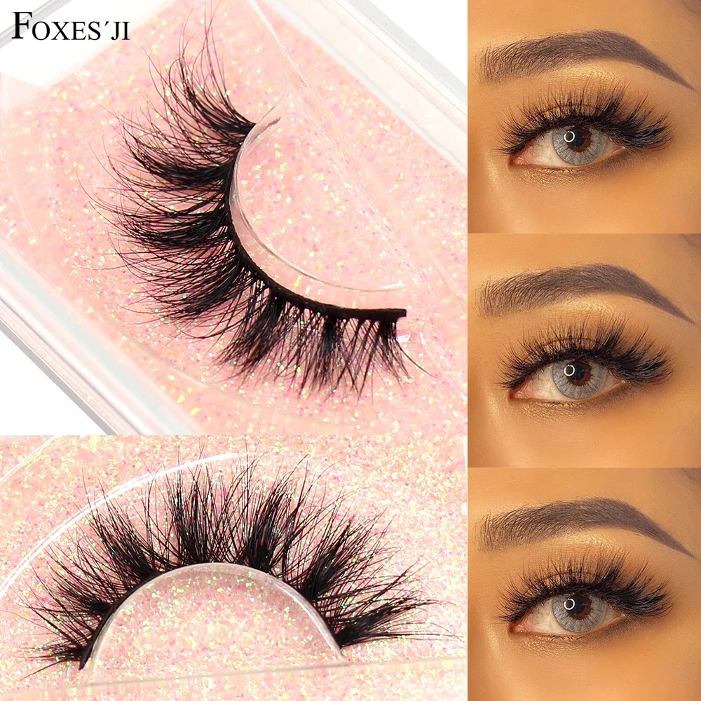 FOXESJI Makeup Mink Lashes Fluffy Soft Full Fake Eyelashes Thick False Eyelashes Wispy Lash Extension Natural 3D Eye Mink Lashes