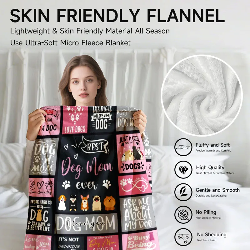 قطعة واحدة من بطانية الفانيلا ذات طابع كلب أمي، طراز مريح للأريكة والسرير والمكتب. هدية مثالية للعائلة والأصدقاء والعطلات. #5