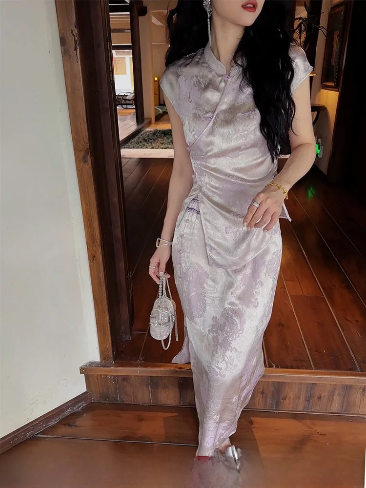 

Женская летняя роскошная матовая блузка свободного кроя без рукавов, однотонная, антивозрастная, от ang Xiao Bla Flower【ng Yue】