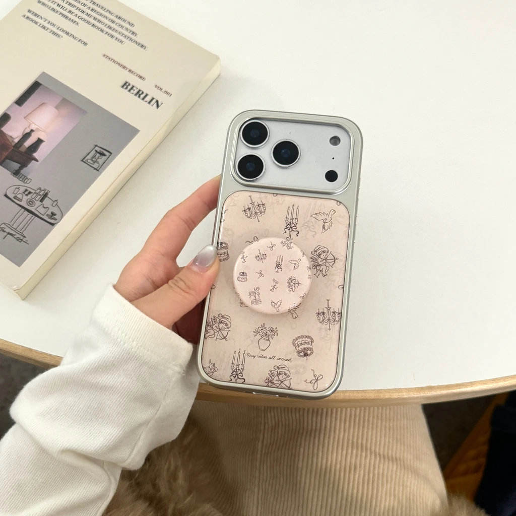 الرجعية المحكمة نمط الشمعدان تاج هزاز الحصان كيوبيد الملاك مع حامل غطاء الهاتف القضية آيفون 17 16 15 14 برو ماكس #2