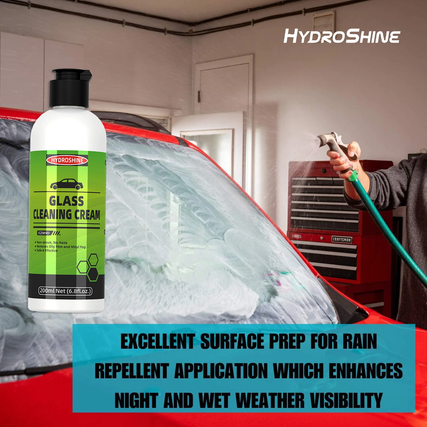 Glass Cleaning Cream Car Glass Interior Cleaner - Removes Grease & Stains From Windshield & Side Windows, Leaves Glass Bright