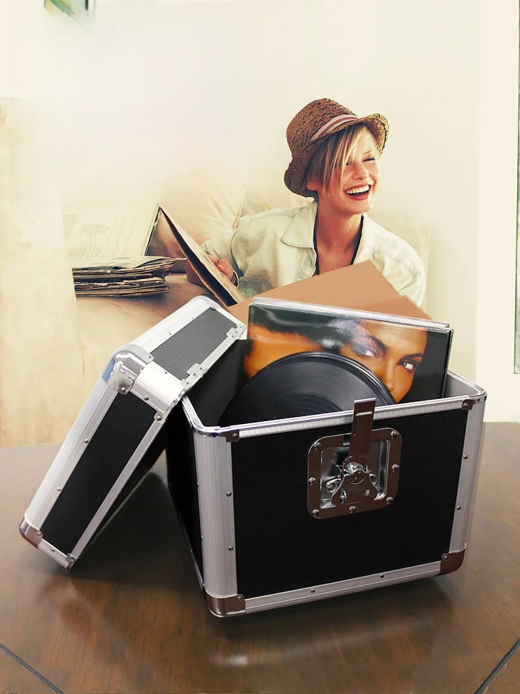 

Bla Vinyl Record Storage Box Album Organizer LP Box DVD Moisture Proof Storage Container American Sle Pure Color Bin
