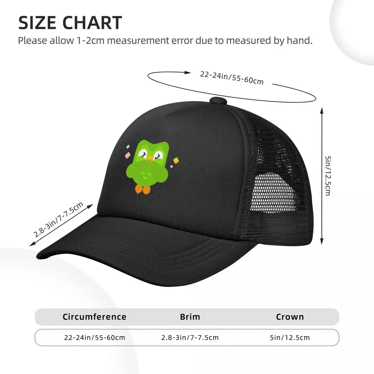 Duolingo Owl Duo Mesh Baseball Caps Snapback Fashion Baseball Hats Breathable Casual Casquette Outdoor Unisex