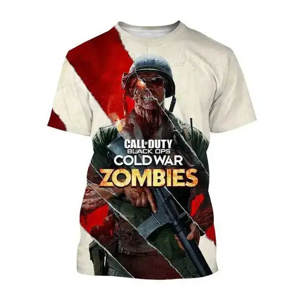 Camiseta con estampado de Zombies para hombre, camisa de manga corta con estampado 3D de Call Of Duty, a la moda, gran tamaño, Verano