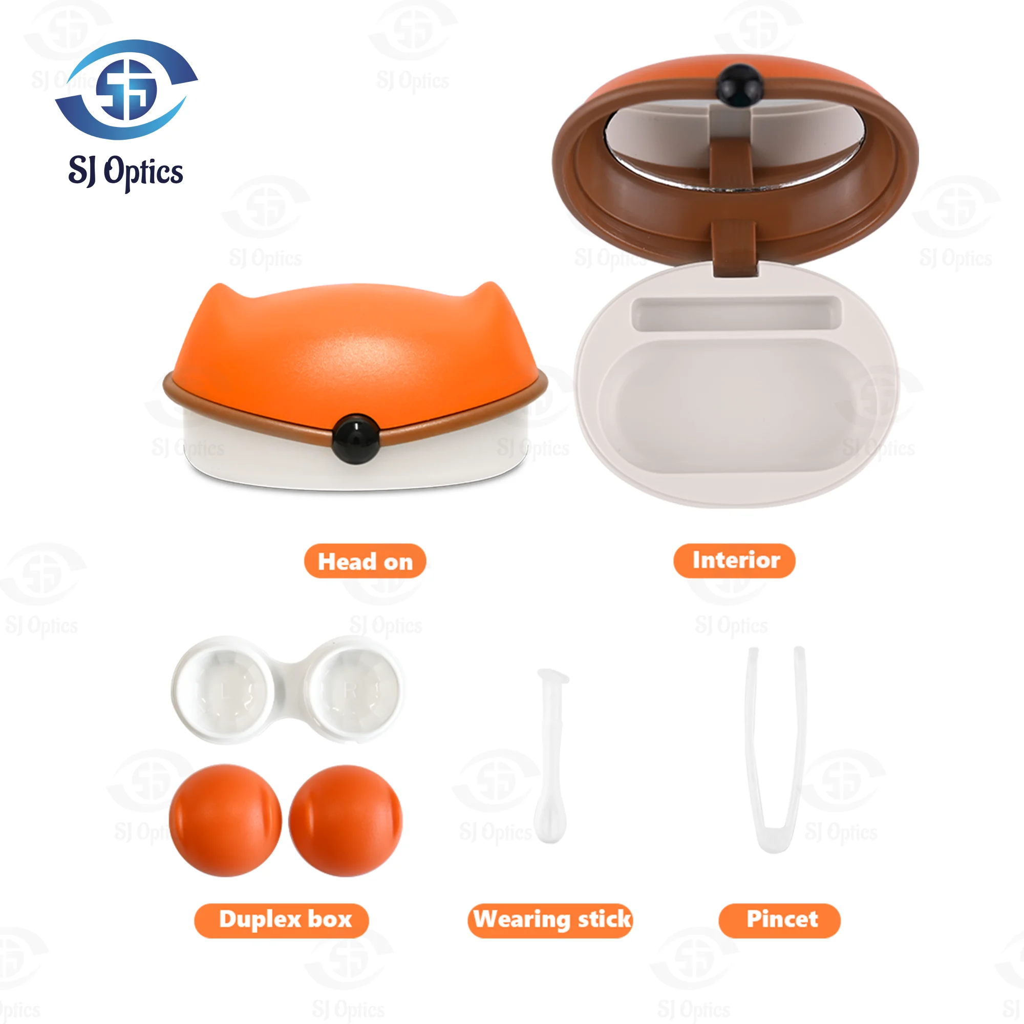 Caja contenedora de lentes de contacto con forma de zorro para mujer, Mini ojos encantadores, accesorios de viaje, alta calidad